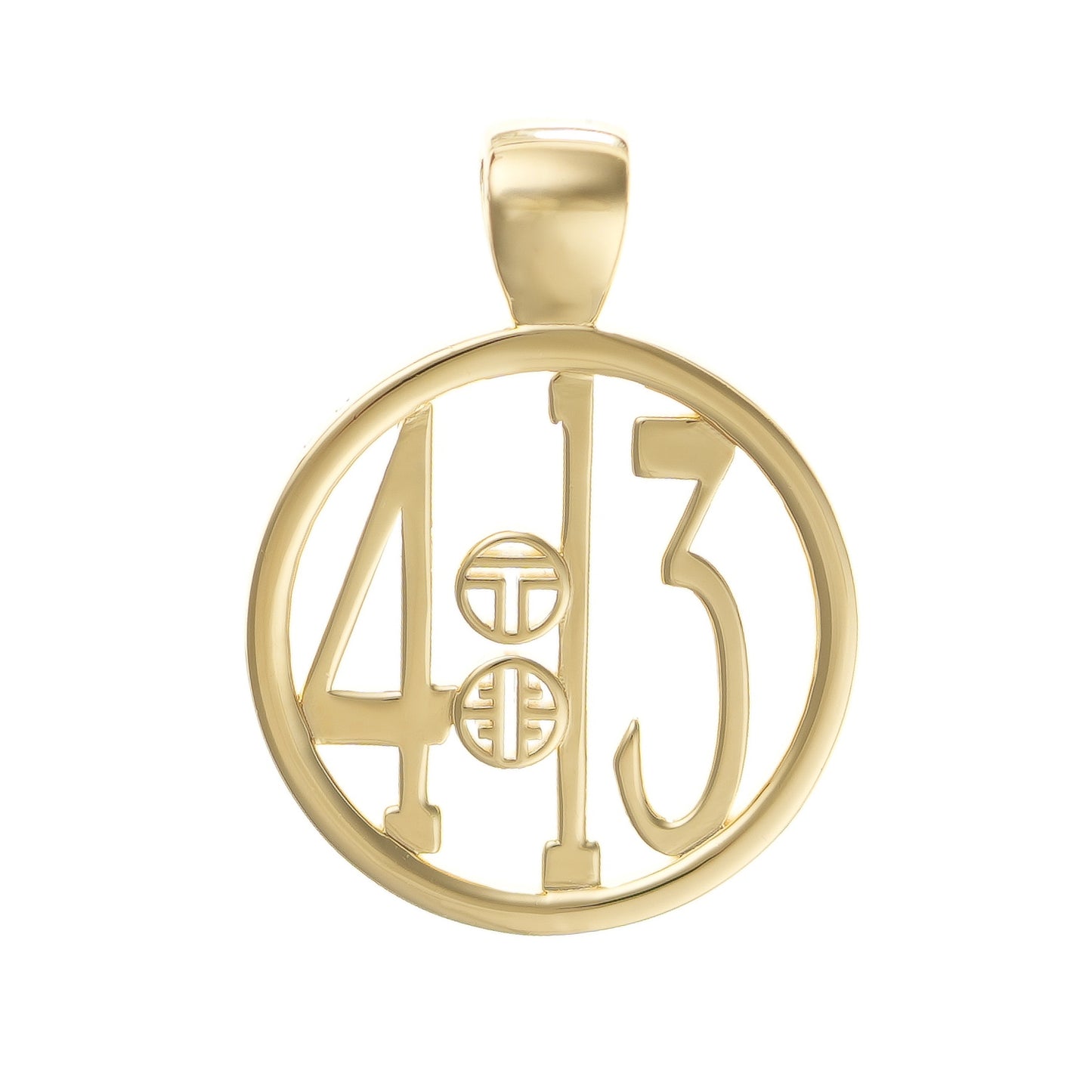 The Ashe is our monogram pendant inspired by our beloved monograms that grace all the thing we love and use daily. The numbers 4 and 13 are stretched vertically to the edges of the pendant. The numbers 4 and 13 are separated by a colon which is represented by our logo. Down the vertical side of the pendant the chapter name 'Philippians' is inscribed on the monogram pendant.